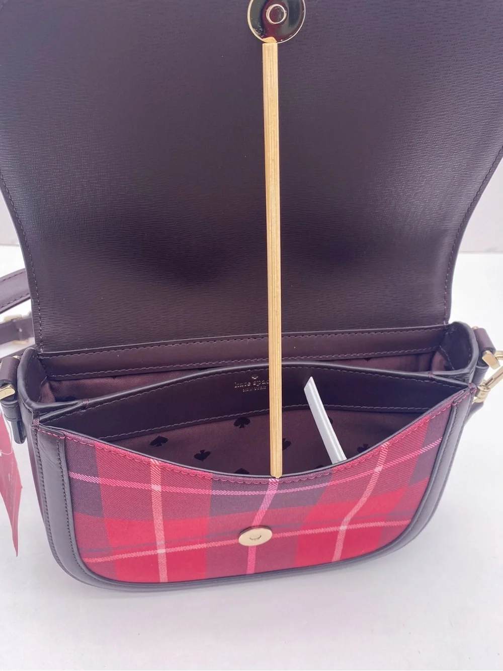 Kate Spade New York BLAKE PLAID SADDLE  CROSSBODY BAG